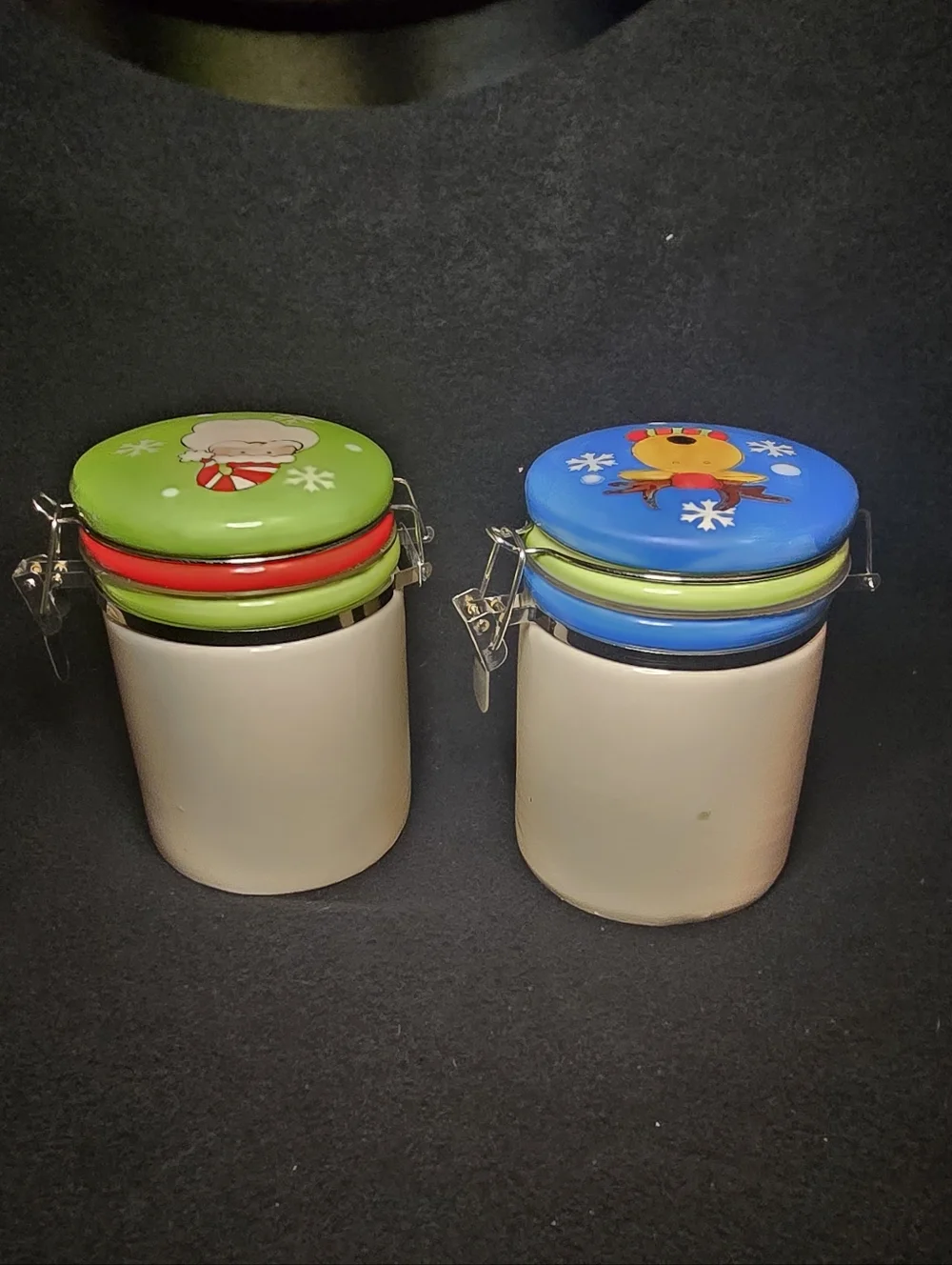 Ceramic Creamer & Sugar Canister Set with Colorful Lids